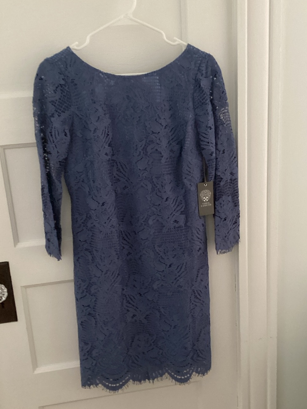 Vince Camuto Denim Blue Lace Sheath Dress Size 6